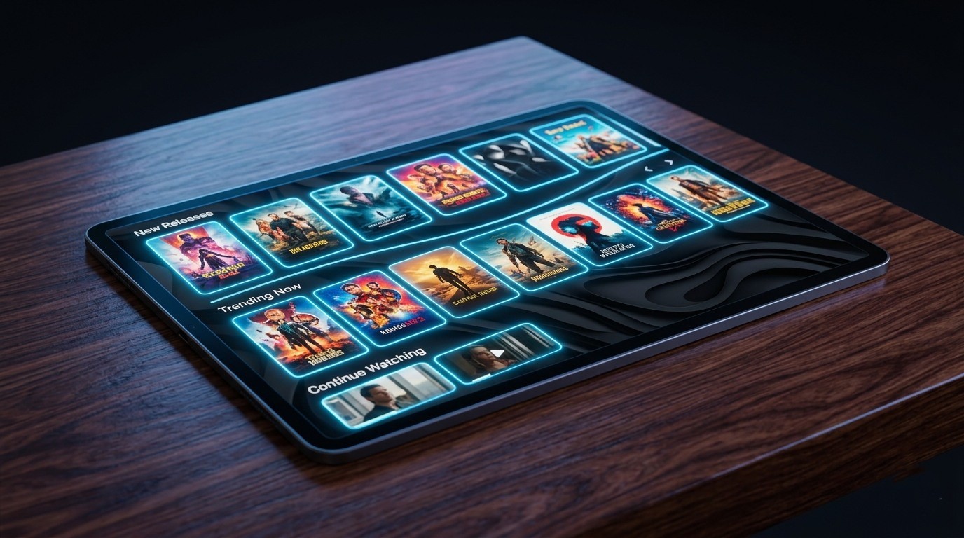 Tablet met films via IPTV